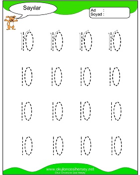 okul öncesi 1 sayısı çizgi çalışması